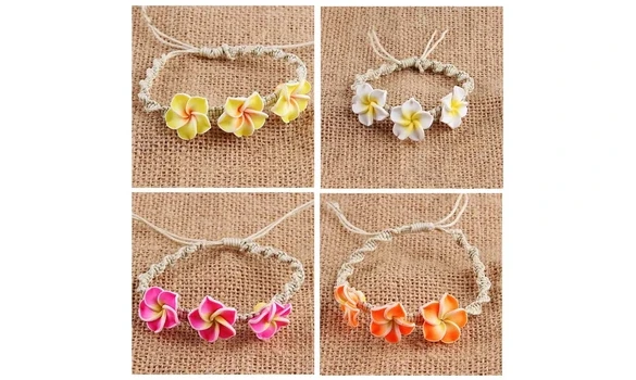 Bracelet lin 3 fleurs