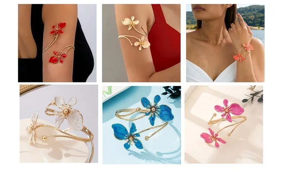 bracelet manchette fleur