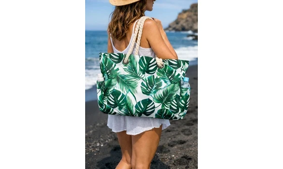 Sac de plage tropical feuilles