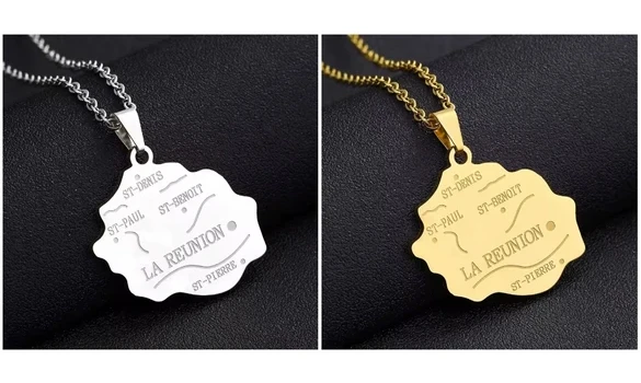 Pendentif carte 974 + chaine