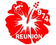 Sticker Ile de la Réunion Hibiscus rouge