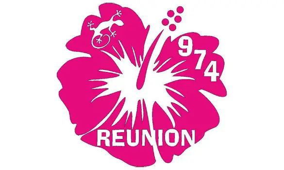 Sticker Ile de la Réunion Hibiscus Rose