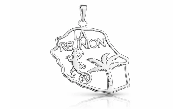 Pendentif reunion margouillat argent
