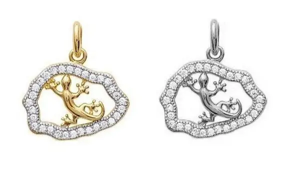 Pendentif carte margouillat strass