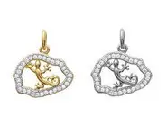 Pendentif carte margouillat strass