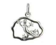 Pendentif carte margouillat argent