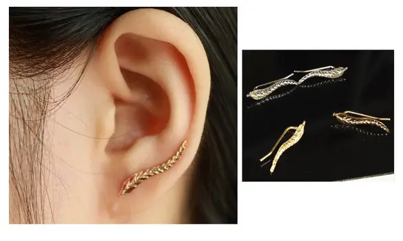 Boucles d'oreilles Feuille Plume