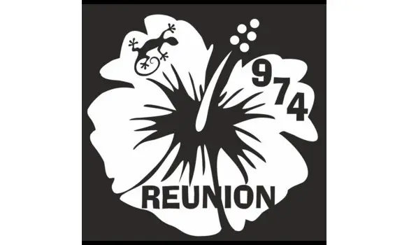 STICKERS HIBISCUS 974 BLANC