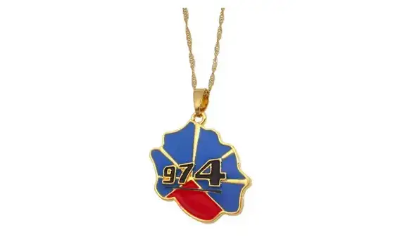 Pendentif+chaine 974 Bleu