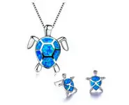 Pendentif Tortue bleue + chaine