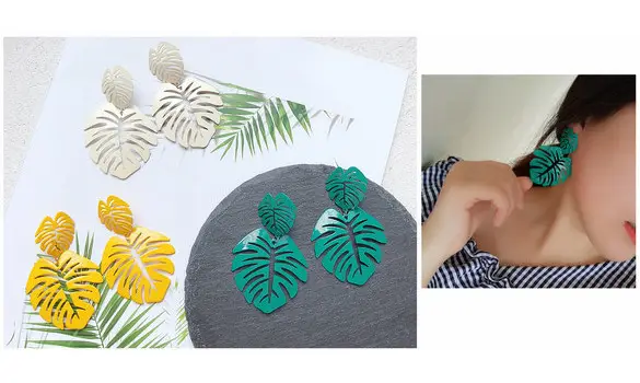 Boucle d'oreille feuilles colorées